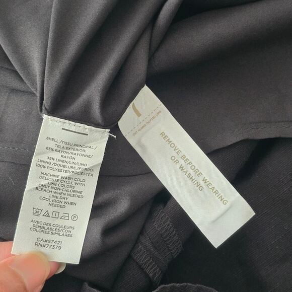 Women’s Linen Blend Black Midi Dress Coastal Minimalist OldMoney work to evening - Picture 14 of 14